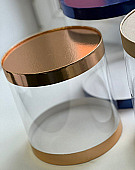 Коробка для торта прозрачная ТУБУС ЗОЛОТО 260*260 арт022682