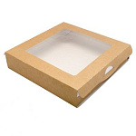 Коробка для пряников и печенья двусторонняя крафт/белая с окном 200*200*40 мм Eco Tabox PRO1500