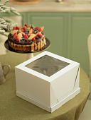 Коробка для торта 240*240*220 белая с окном МГК Cube Box 