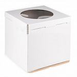 Коробка для торта 300*300*300 из трех частей белая с окном МГК NEW