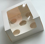 Коробка белая на 5 капкейков с БОЛЬШИМ окном 180*180*100 040900