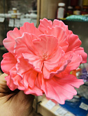 Сахарный цветок Пион из мастики розовый, диаметр цветка 8-9 см