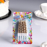 Свечи в торт "Спираль", 10 шт, средние, 7 см, металлик 2919668