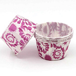 Капсулы плотные 50/40 белые с бордовым цветком Дамаск 50 шт