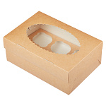 Коробка на 6 капкейков с окном двусторонняя крафт/белая 250*170*100 мм ECO MUF6