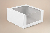 Коробка для чизкейка белая с окном 180*180*100