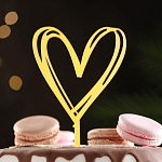 Топпер "Сердце", золотой 7003908