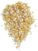 Рис воздушный в глазури (микс жемчуг желтый, серебро) 3-12 мм  50 гр арт 140