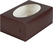 Коробка на 6 капкейков с круглым окном шоколад  235*160*100 арт.070309