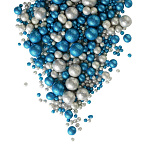 Рис воздушный в глазури Блеск (синий, серебро) 2-12 мм  50 гр арт 711