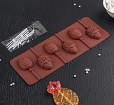 Форма для леденцов Доляна «Пасхальный кролик», 26×10×1 см, 6 ячеек, с палочками 4597579