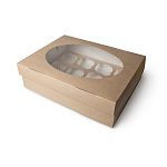 Коробка на 12 капкейков с окном двусторонняя крафт/белая ECO MUF12