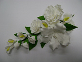 Букет сахарный калла с белой розой и жасмином, длина ветки 25 см