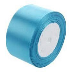 Лента атласная ярко-голубая (136) ширина 5см длина 22,86 м 