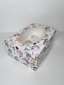 Коробка на 6 капкейков с окном "Елочные игрушки" 235*160*100 мм 040357