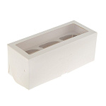 Коробка на 3 капкейка с БОЛЬШИМ окном белый мелованный картон