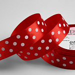 Лента атласная красная «Горох», 25 мм × 23 ± 1 м 5354509