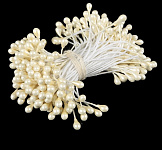 Тычинки для искусственных цветов "Капельки слоновая кость" (набор 130 шт) длина 6 см