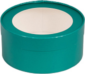 Коробка для зефира и печенья круглая с окном ЗЕЛЕНАЯ МАТОВАЯ 160*70 арт070404